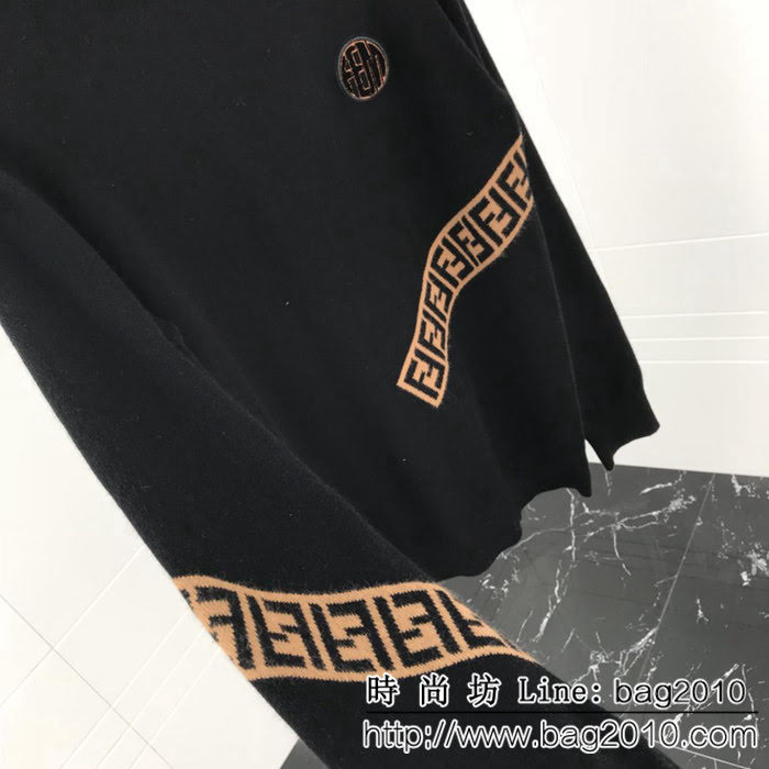 FENDI芬迪 18ss秋冬新款 斜杠FF提花logo 手感柔軟舒適保暖 男款貂絨衫 45%貂絨55%羊毛面料 ydi2312